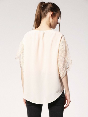 Diesel C-Ophelia Damen Shirt 3/4 Spitzenärmel Pill Knopfleiste Pfirsich Gr. XS - Bild 2 von 6
