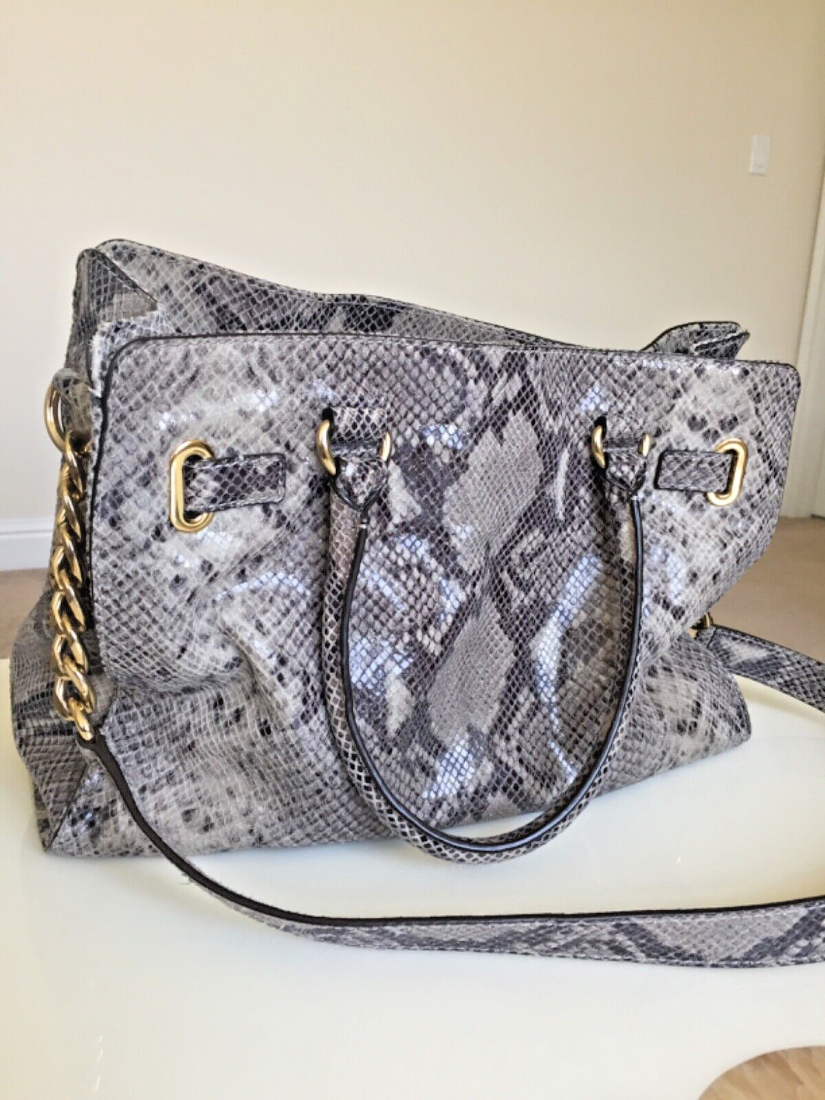 Michael Kors Hamilton python embossed large satch… - image 15