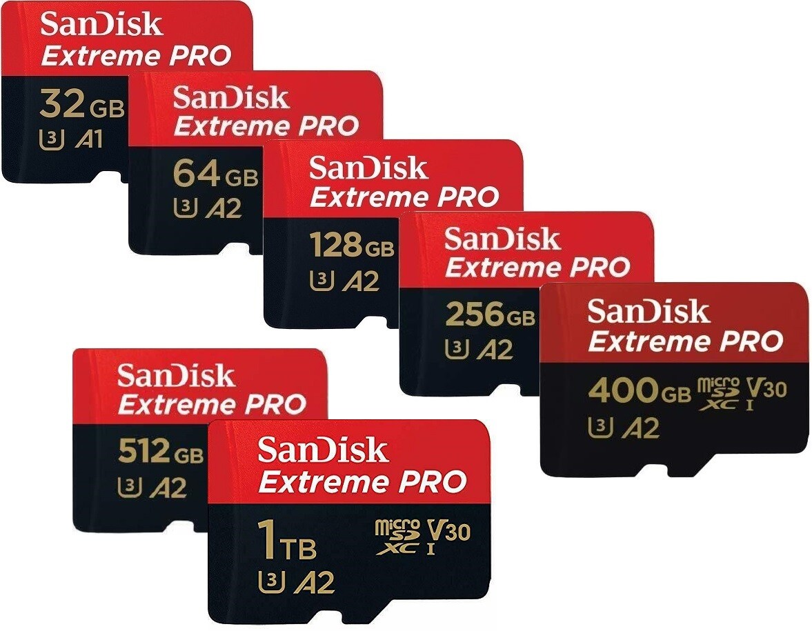 SanDisk Extreme Pro 32GB 64GB 128GB 256GB 512GB 1TB 2TB microSDHC