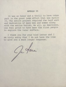 Jim Irwin Typed Letter Signed - NASA - Moonwalker - Great Content