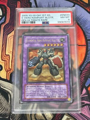 Elemental Hero Rampart Blaster (Ultimate Rare)-(EEN-EN033)-PSA 8
