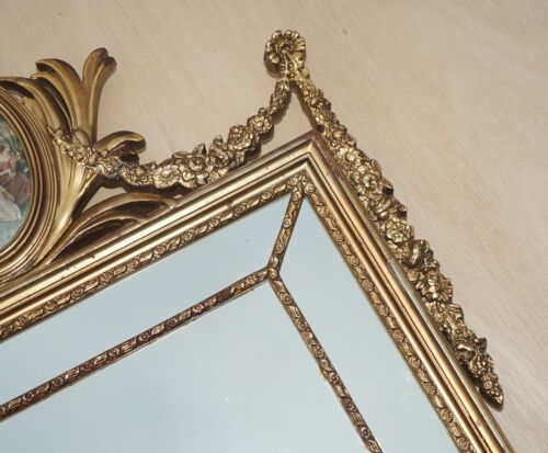 VINTAGE MID CENTURY MODERN FRENCH PORTRAIT PANELLED MIRROR WITH ORIGINAL GLASS - Picture 10 of 16