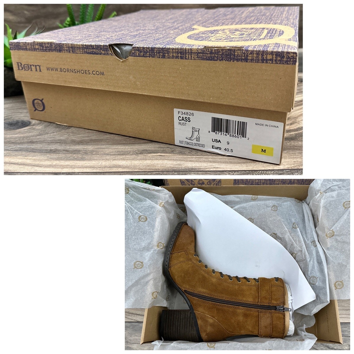 Born Womens Cass Block Heel Size 9M Rust Brown Tobacco Suede Boots Born Womens Cass Leather Block Heel Lace Up | Mercari main image 3