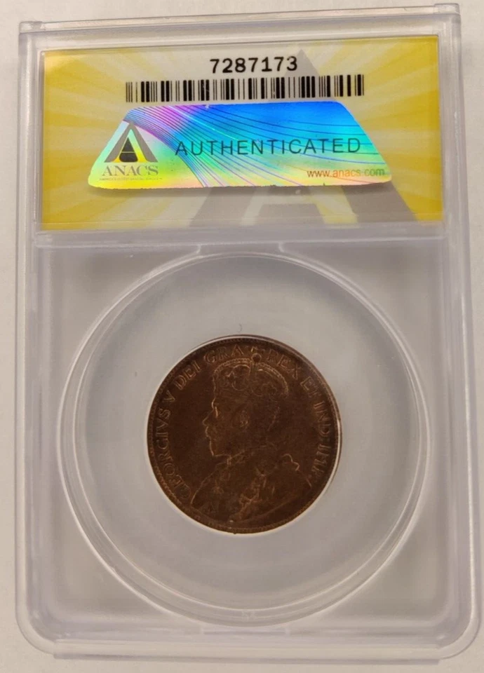 1916 Bronze Coin Canada One Cent King George V of Great Britain ANACS MS64 RB 1B - Image 2 of 4