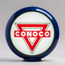 Conoco Triangle Gas Pump Globe 13.5" in Dark Blue Plastic Body (G120)