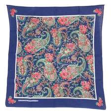 Vintage 14193 Colorful Paisley Floral 50/50 Scarf Bandana 21" x 21" Made in USA