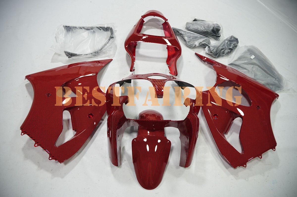 ブラック36 Red Black Carbon Fiber Fairing for Kawasaki 636 ZX6R 2000-2002