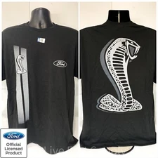 Ford Mustang T-Shirt - Black w/ Shelby Cobra Snake Logo / Emblem - Licensed