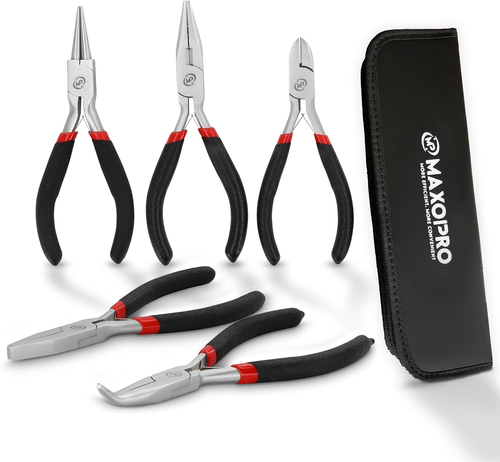 ARROW 5-Piece Pliers Set — Includes Slip Joint, Cutters, Needle Nose, Groove Joint, Rolling Tool Bag