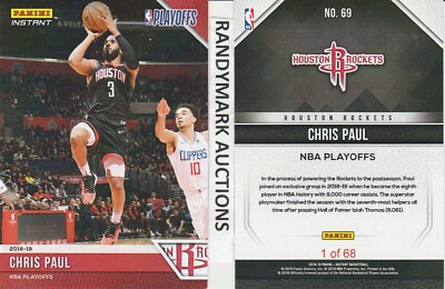 Chris Paul HOUSTON ROCKETS PANINI INSTANT 2018-19 NBA PLAYOFFS #69 x/68 SP