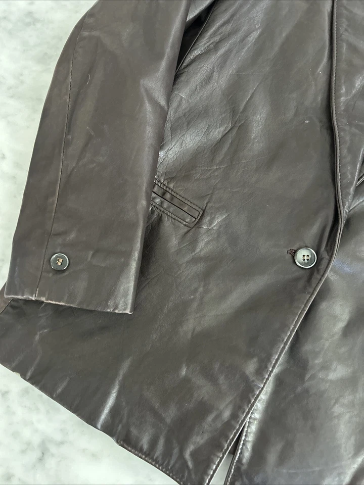 Blazer chaqueta de cuero marrón vintage Catalina Foto 2 de 4