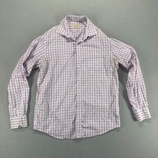 Tommy Bahama Button Up Shirt Mens 16.5 Purple Plaid Long Sleeve Beach Casual