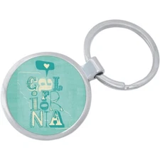 California Love Keychain - Includes 1.25 Inch Loop for Keys or Backpack