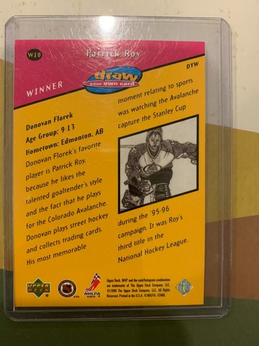 1999-00 Upper Deck MVP Draw Your Own Card Patrick Roy #W10 - Foto 2 di 2