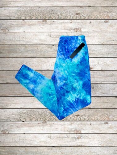 Women’s Leggings Blue Teal Tie Dye Plus Size 1X-2X NWT Stretchy Buttery Soft