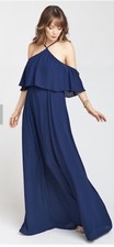 $184 Show Me Your Mumu Rebecca Ruffle Maxi Dress Navy Blue Size Small