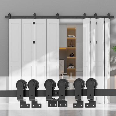 CCJH 1M-5M Schiebetürsystem Bifold Schiebetür Hardware Track Kit für 4/8 Türen