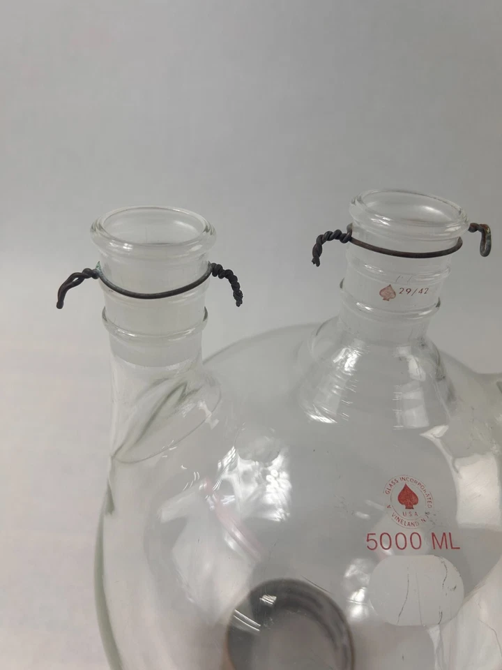 ACE 玻璃 5000 毫升 3 领垂直圆形反应瓶 29/42 接头 — 第 2/4 张图片