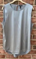 NWT Eileen Fisher Dawn Light Blue Stretch Silk Charmeuse Round Neck Tank $188 XL