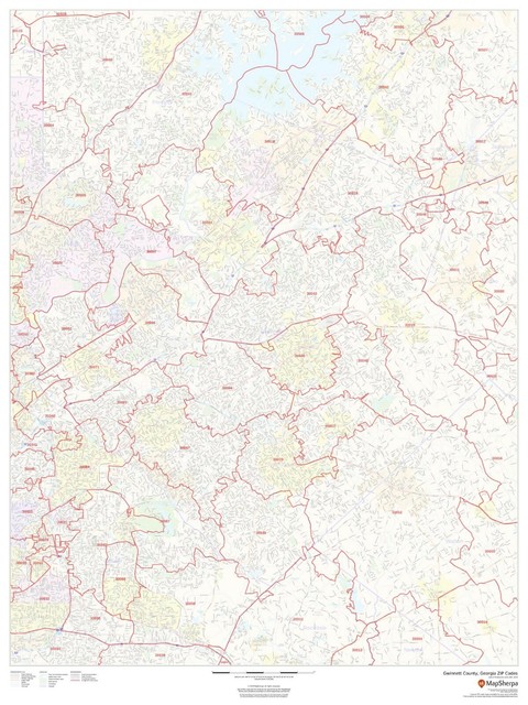 Gwinnett County, Georgia ZIP Codes Laminated Wall Map (MSH) | eBay