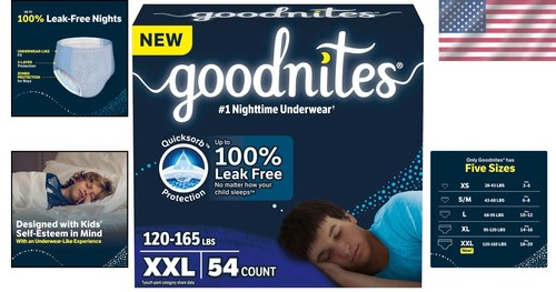 Nighttime Underwear for Boys, Size XXL 120-165 lbs, 54 Ct - Quicksorb Protection - Picture 2 of 12