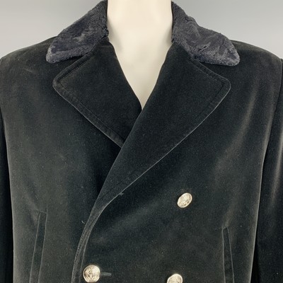 VERSACE JEANS COUTURE Size L Black Velvet Cotton Coat | eBay
