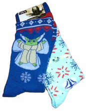 NEW MENS "STAR WARS THE MANDALORIAN MOVIE BABY YODA 2 PAIR CHRISTMAS SOCKS"