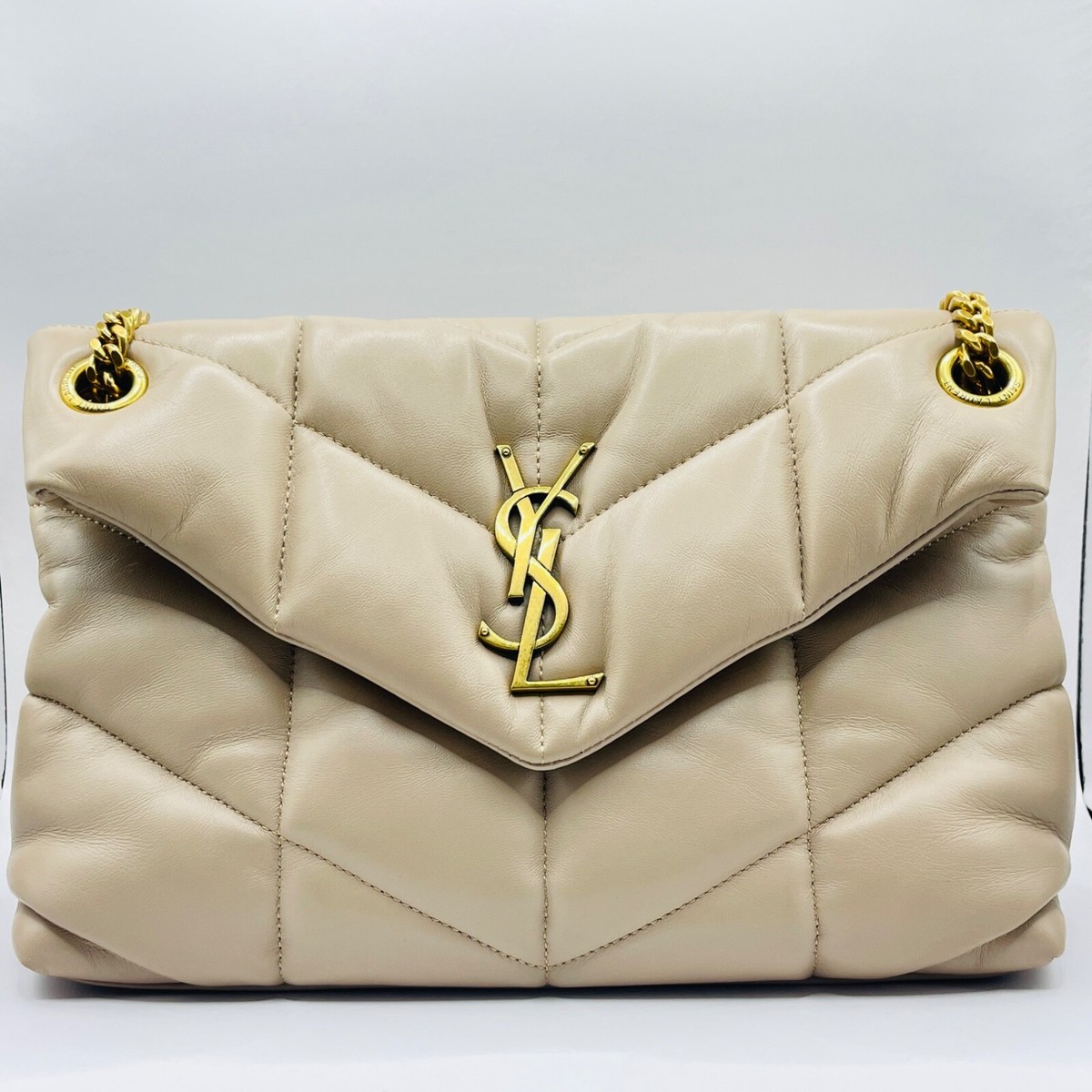 Saint Laurent Loulou Puffer Bag | Quilted Beige Leather