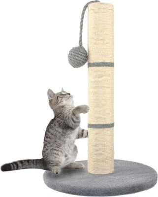 PURLOV Cat Scratching Post 45 cm Freestanding Sisal Trunk Natural Sisal Rope Play Ball