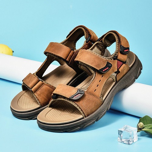 Sandalias de cuero para hombre Sandalias de verano con punta abierta Sandalia deportiva Senderismo Zapatos informales