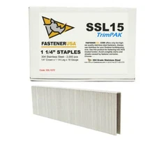 1-1/4" LEG x 1/4" CROWN 18GA 304SS L15 STAPLES 2,000ct | SSL15T2