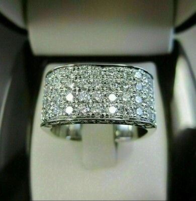 Men's Round Cut Lab Created Diamond Wedding Groom's 925 Silver Square Gift Band