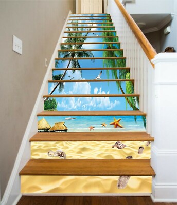 3D Yellow Sandy Beach ZHU359 Stair Risers Decoration Photo Mural Vinyl Wallpaper