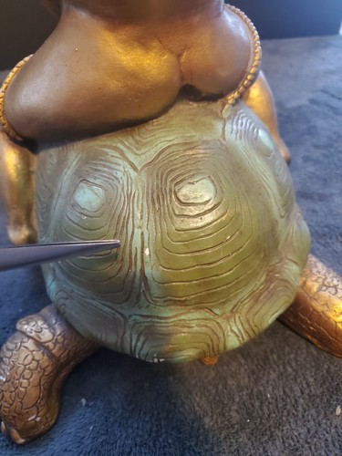 Vintage Italian Boy on Tortoise Large Chalkware Statue Sculpture Turtle 1967 - Picture 8 of 15