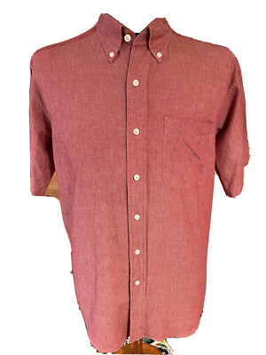 LL Bean Button Down Shirt Men's M-REG Brick Red Short Sleeve All