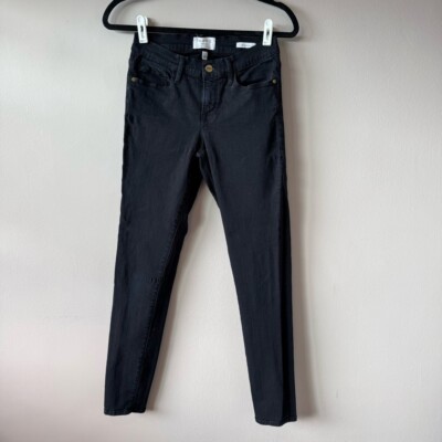 Frame Women's Le Skinny de Jeanne Mid Rise Black Denim Jeans Size 26