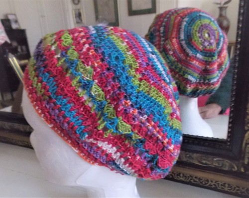 BERET CHAPEAU CROCHET CREATION S RAISONNIER ARTISANAT FRANCAIS multicolore - Picture 3 of 4