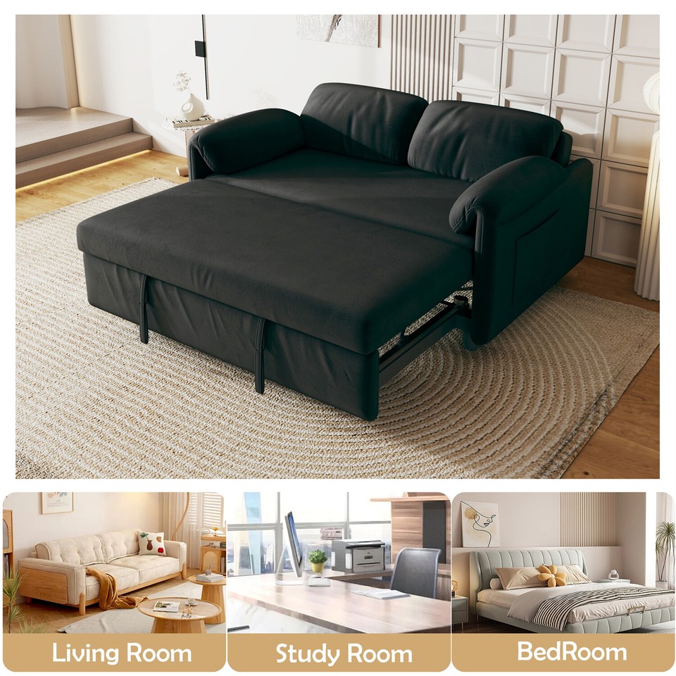 Convertible Sleeper Sofa Bed Loveseat 2 Seater Couch w/ Pull Out Bed