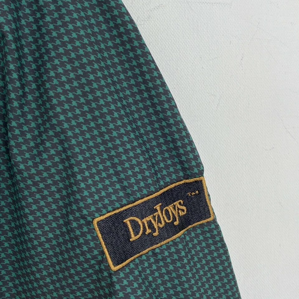 FootJoy DryJoys Mens Quarter Zip Jacket Size XL Green Houndstooth Rain Wind Golf - Image 3 of 4