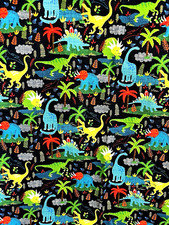 Dynasours Zoo Animals Cotton Fabric for Children by Hi-Fashion Fabrics 26" x 33"