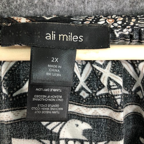 Ali Miles Top Women 2X XXL Black Pink Trim Aztec Indian Southwest Embroidered - Picture 3 of 14