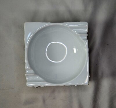 Vintage Kaiser White Porcelain Square Ashtray Bisque Ammonite