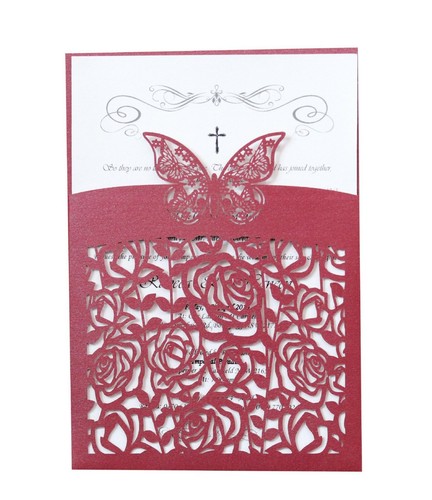 Laser Cut Rose Butterfly Wedding Invitation Card Hotel Business Greeting Cards - Picture 19 of 24