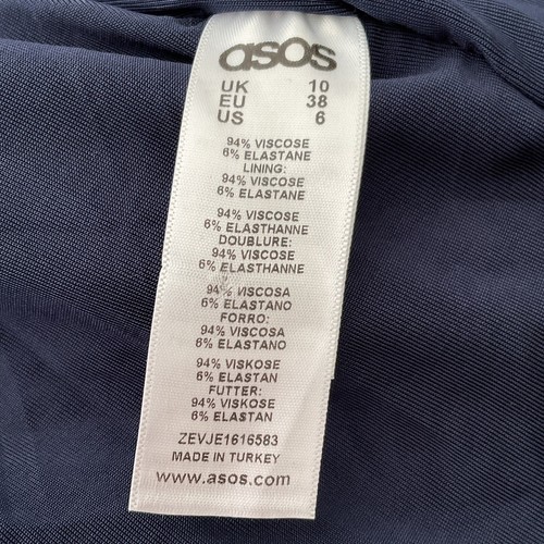 Asos Dress Size 10 Burnt Orange Blue Bodycon Halter Ruched Pencil Party Cocktail - Picture 8 of 11