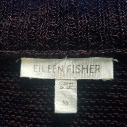 Eileen Fisher Deep V Pullover Netzpullover Gr. M braun Leinenmischung minimalistisch - Bild 3 von 10