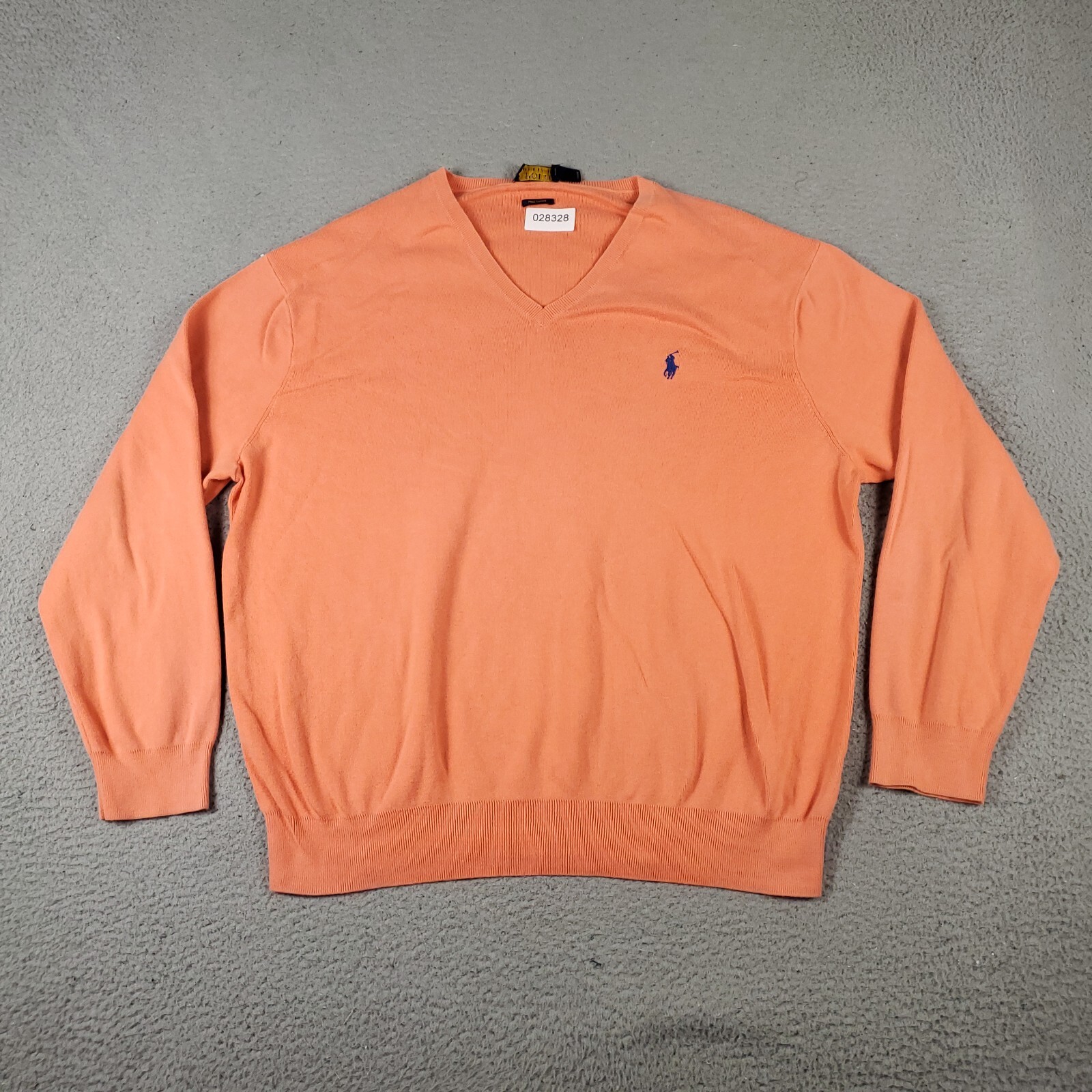 Polo Ralph Lauren maglione uomo grande arancione pony scollo a V pullover felpa *