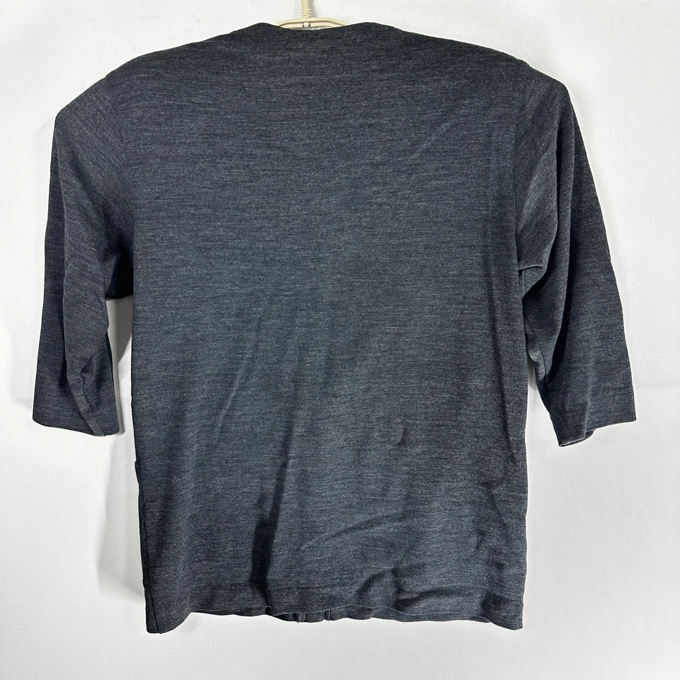 Cárdigan suéter vintage Finity para mujer M gris lana rayón almohadillas para el hombro con botones Foto 2 de 4