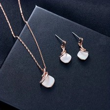 💖 Set gioielli donna oro rosa collana orecchini eleganti regalo matrimonio f...