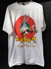 Vintage 1980s Bugs Bunny 50th White Single Stitch Changes Graphic Lrg T-Shirt