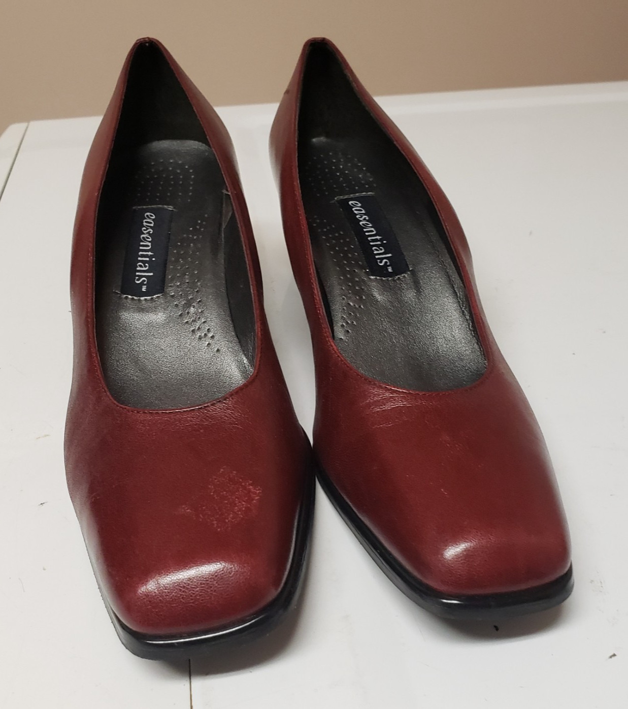 Essentials Burgundy Square Toe Leather Pump Busin… - image 12